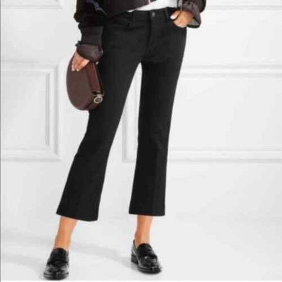 L'AGENCE Charlotte Mid-Rise Cropped Capri Black Denim Jeans 25